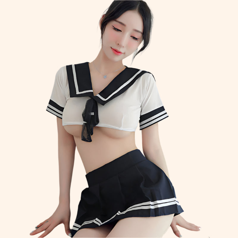 Sexy Schoolgirl Costume – Navy and White Roleplay Set