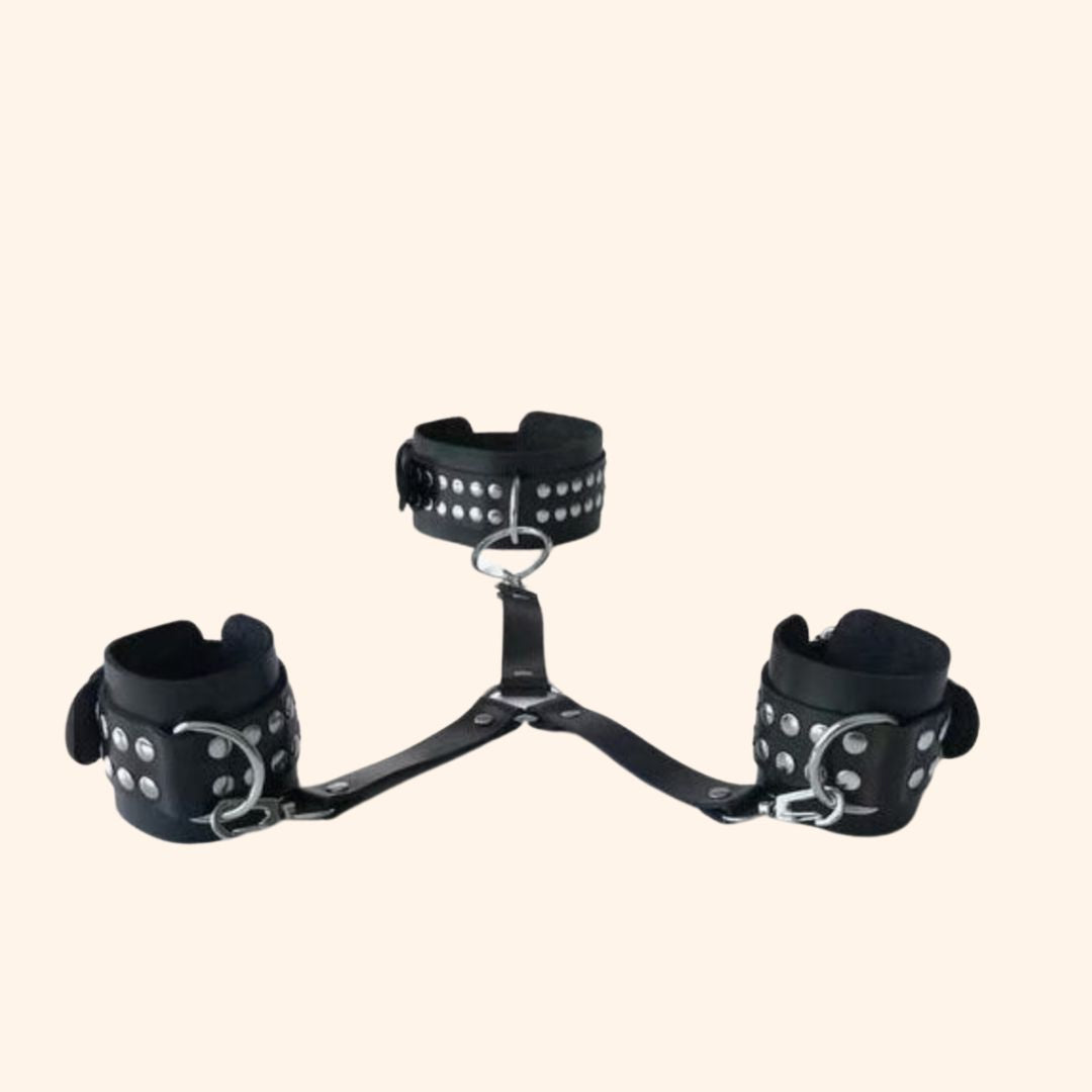Adjustable Leather Backhand Neckcuff Restraint