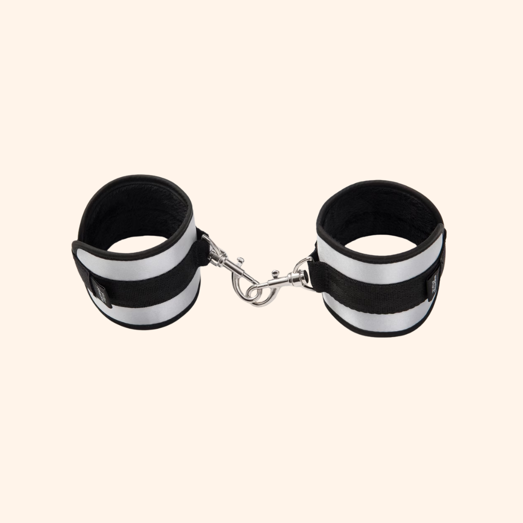 Soft Black and White Restraint Cuffs