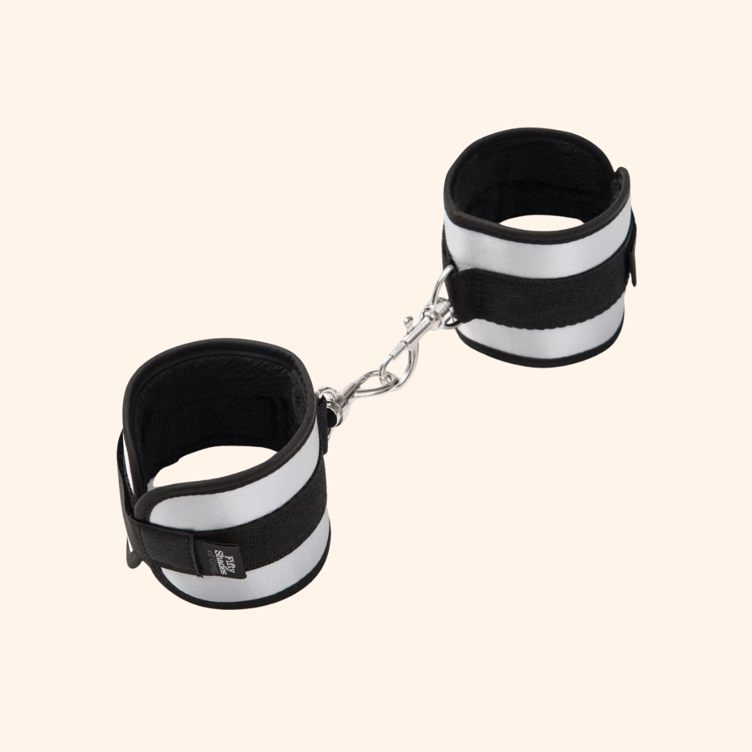 Soft Black and White Restraint Cuffs