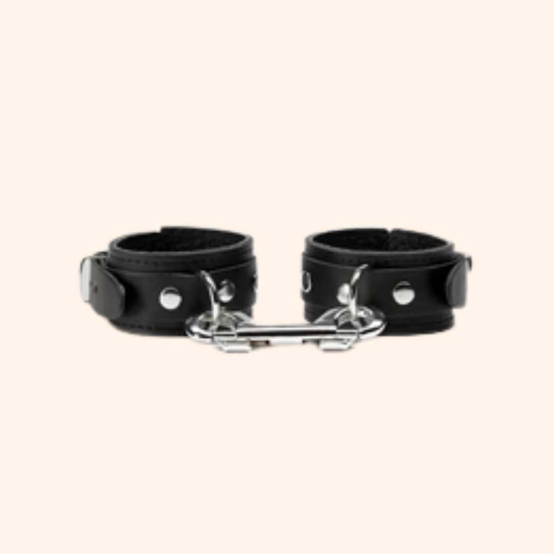 Adjustable Leather Bondage Cuffs with Chain Connector