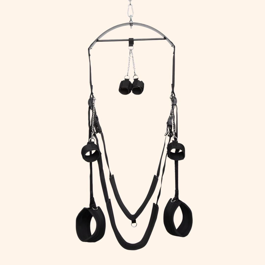 Black Suspension Sex Sling with Handcuffs
