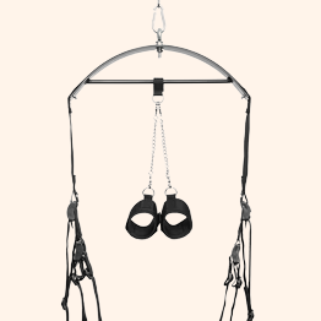 Black Suspension Sex Sling with Handcuffs