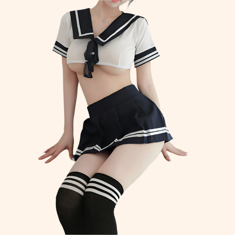 Sexy Schoolgirl Costume – Navy and White Roleplay Set