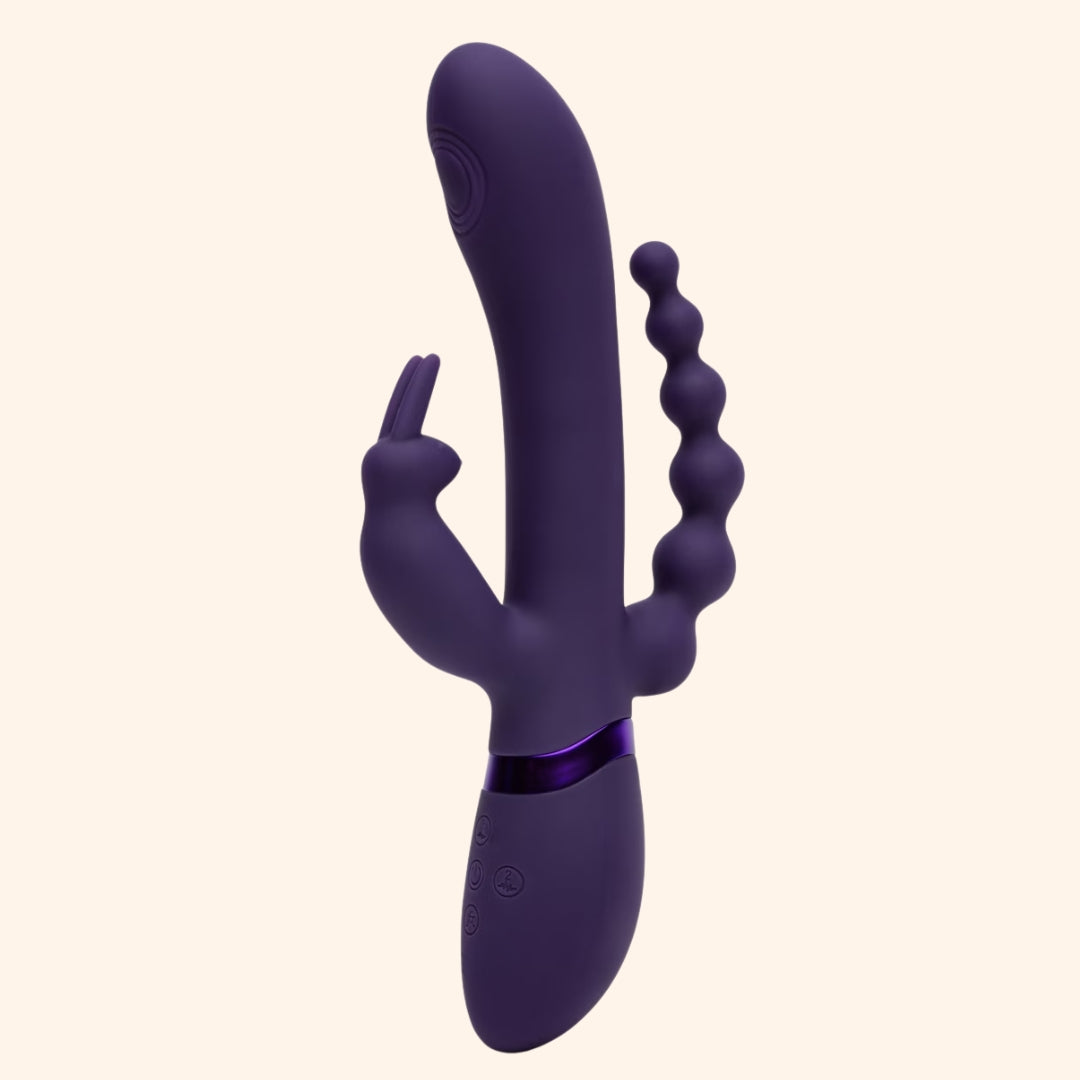 Triple-Action Beaded Vibrator with Rabbit Ears
