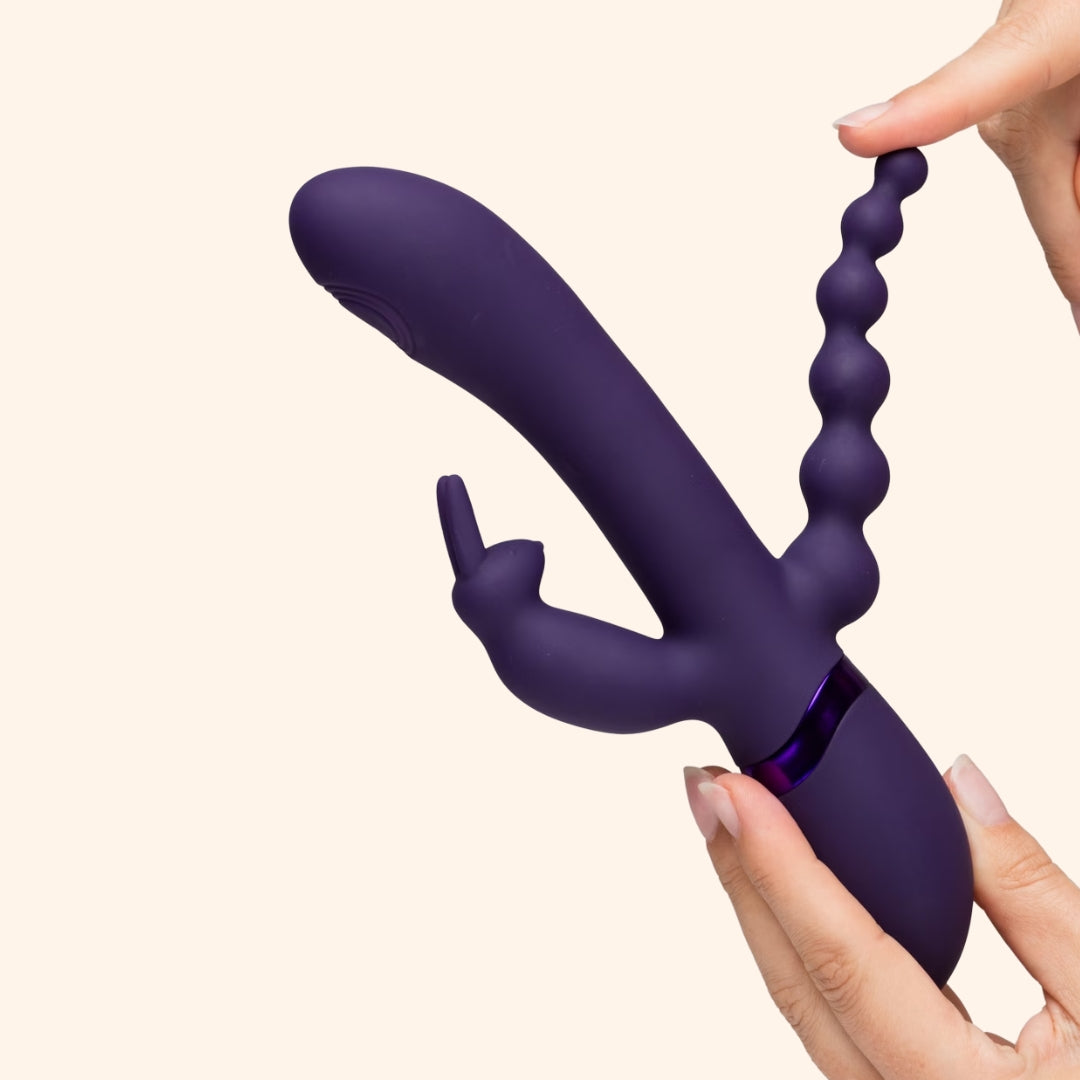 Triple-Action Beaded Vibrator with Rabbit Ears