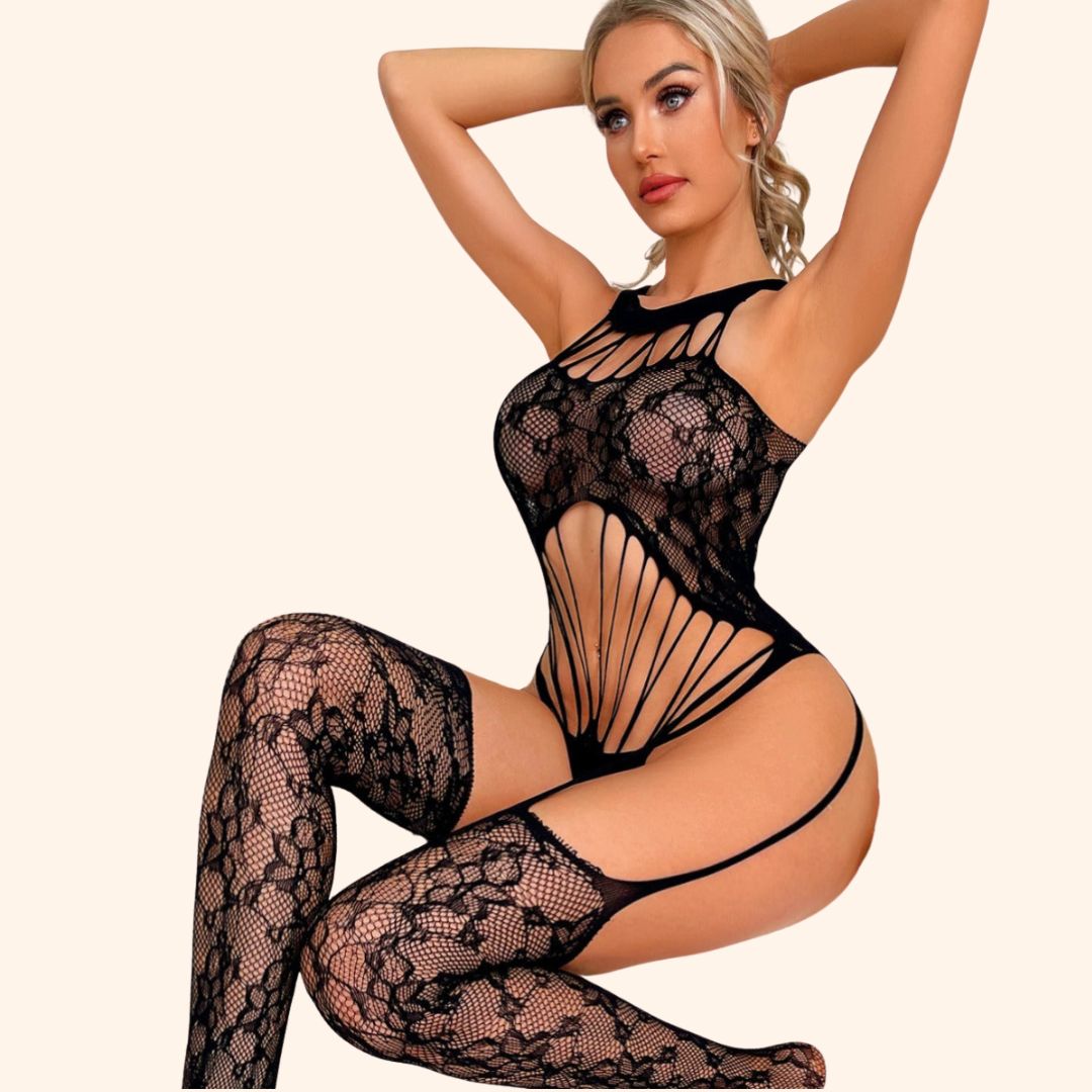 Noir Allure Strapless Lingerie Bodystocking