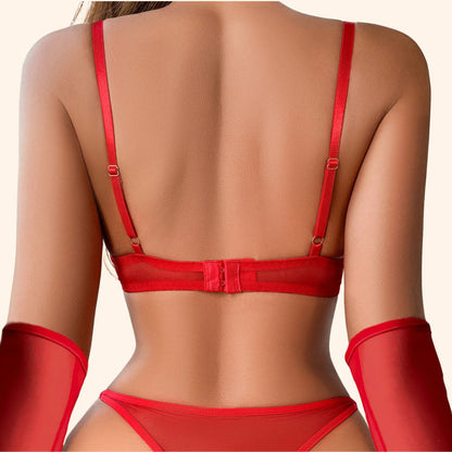 Scarlet Desire Embellished Red Lingerie Set