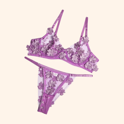 Floral Lace Sheer Bra & Panty Set