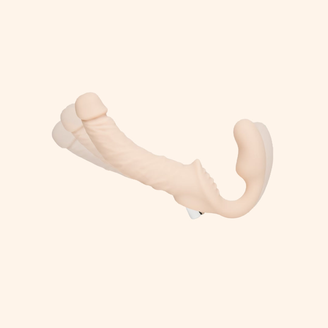 Strapless Strap-On Vibrator with Clitoral Bulb