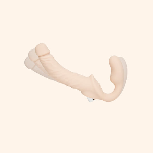 Strapless Strap-On Vibrator with Clitoral Bulb