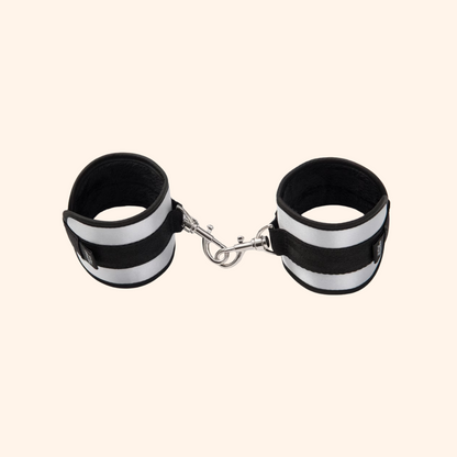 Soft Black and White Restraint Cuffs