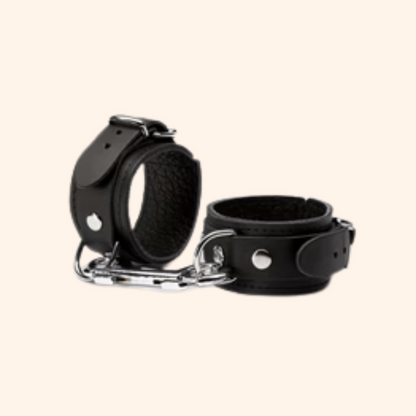 Adjustable Leather Bondage Cuffs with Chain Connector