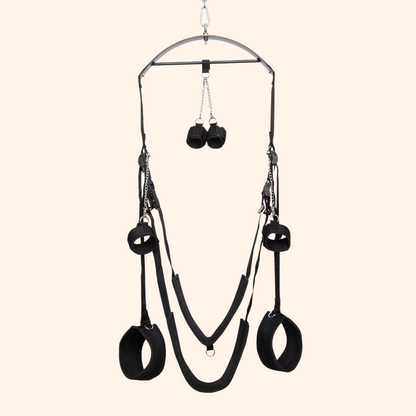 Black Suspension Sex Sling with Handcuffs