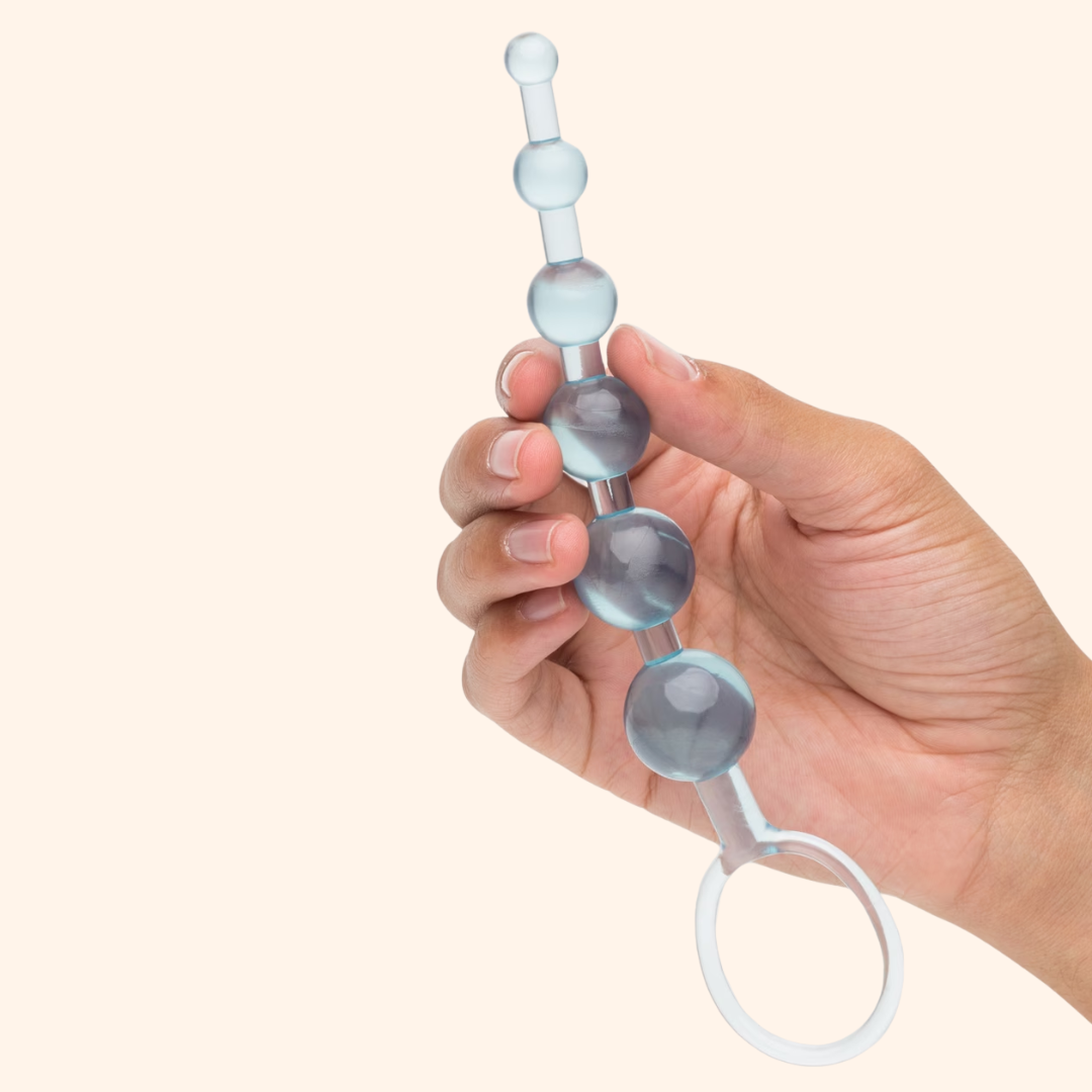 Glass Anal Beads with Handle