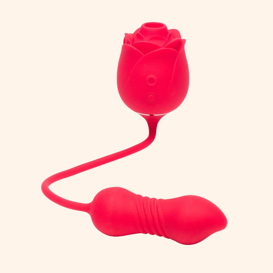 Dual-End Rose Vibrator with Remote Bulb Stimulator