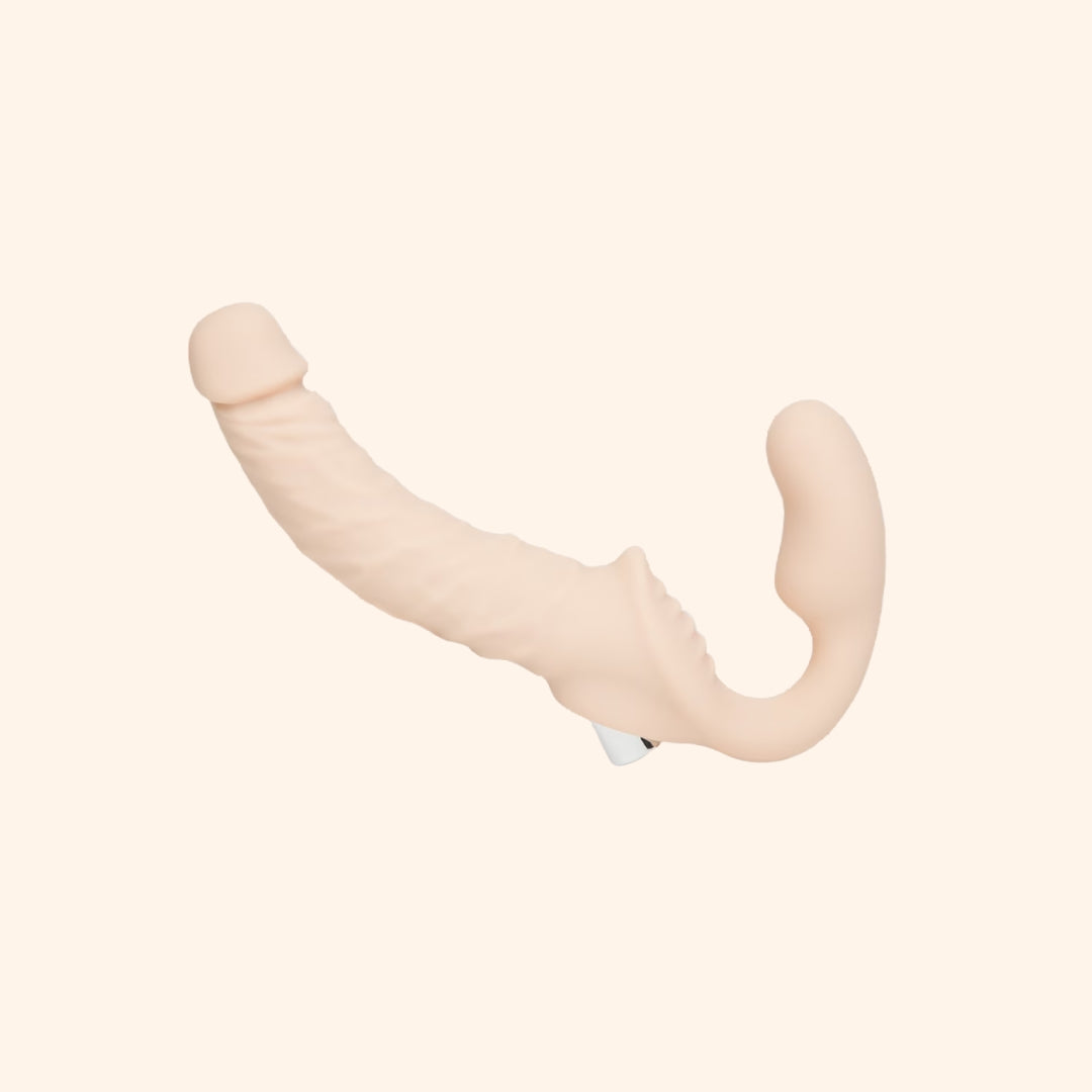 Strapless Strap-On Vibrator with Clitoral Bulb