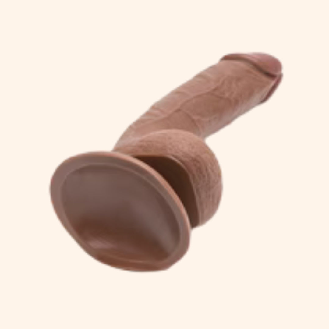 Real-Feel Chocolate-Toned Dildo with Suction Base