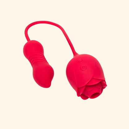 Dual-End Rose Vibrator with Remote Bulb Stimulator