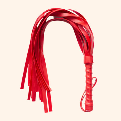 Red Faux Leather Flogger – Soft BDSM Impact Toy