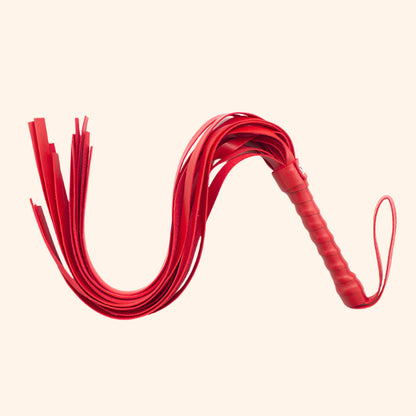 Red Faux Leather Flogger – Soft BDSM Impact Toy